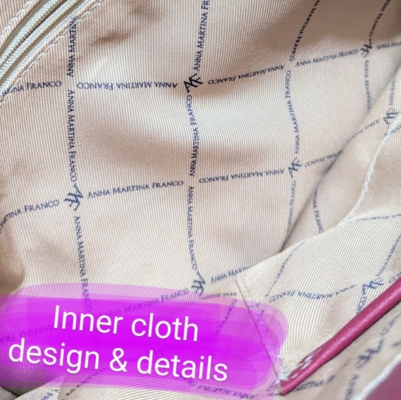 ANNA MARTINA FRANCO NWOT 3 lg pouch shoulder bag, Reddish/Burgundy & Tan colour - Picture 14 of 16